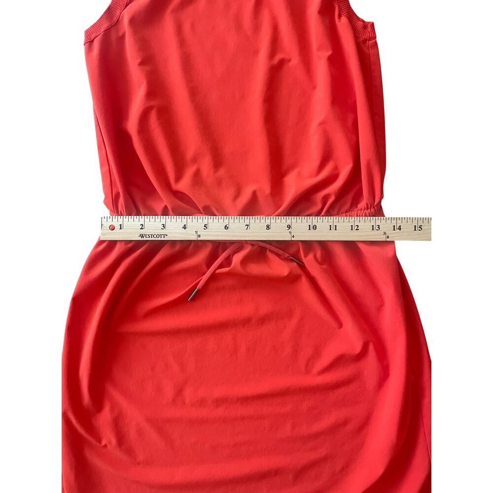 Athleta Vibrant Orange Sleeveless High-Neck Tie-Waist Athleisure Dress XS - Picture 4 of 7